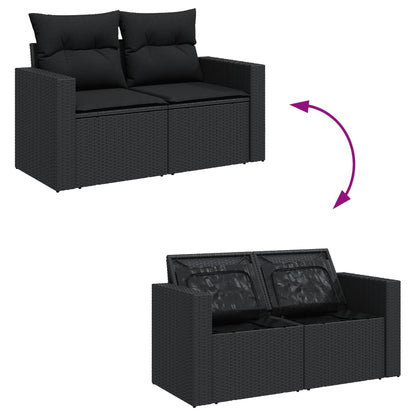 Set Divani da Giardino 14pz con Cuscini in Polyrattan Nero | homemem39