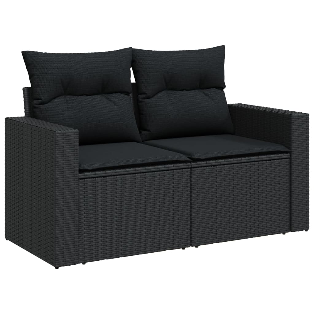Set Divani da Giardino 14pz con Cuscini in Polyrattan Nero | homemem39