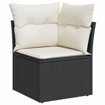 12 pc Garden Sofa Set with Black Polyrattan Cushions