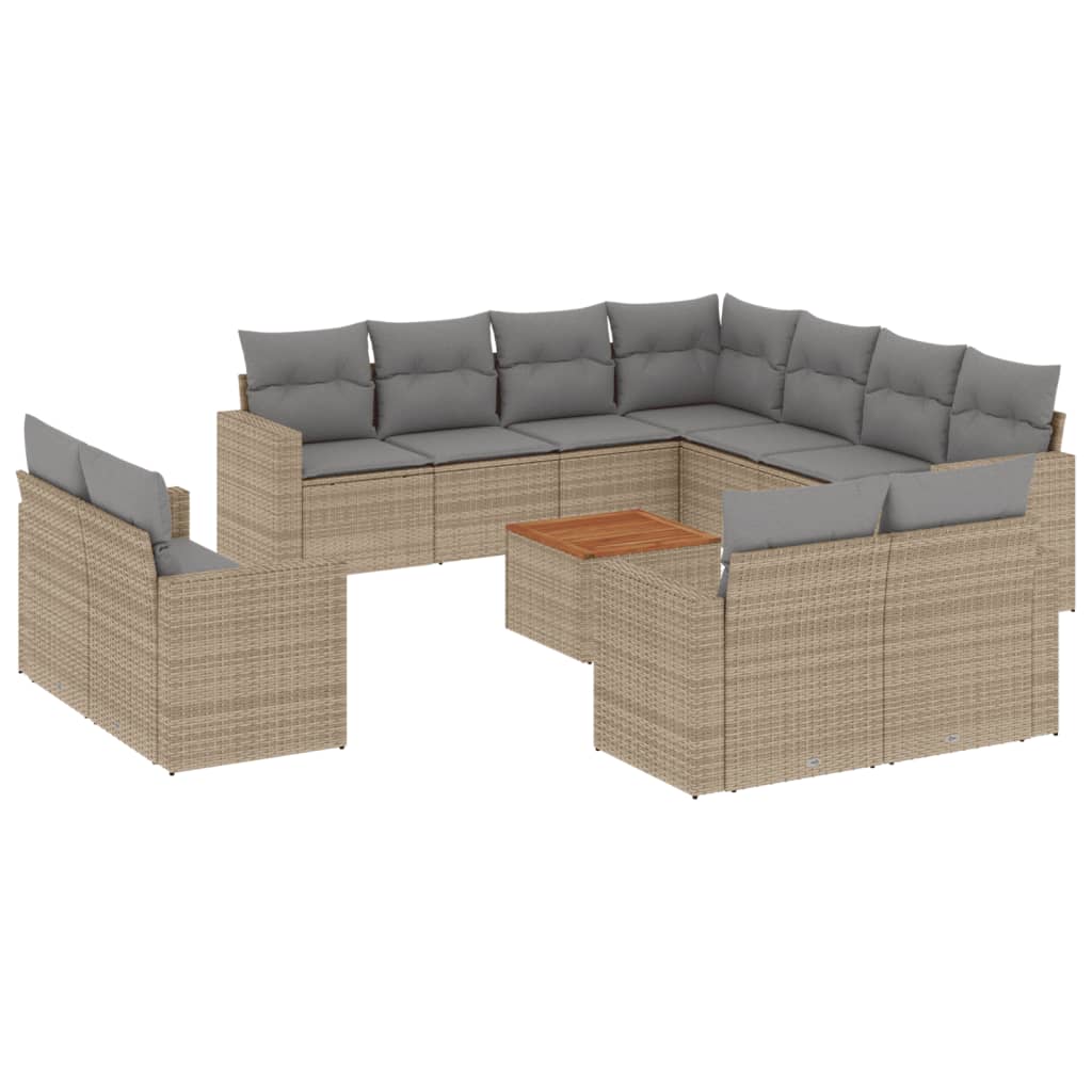 Set Divano da Giardino 12 pz con Cuscini Beige Misto Polyrattan - homemem39