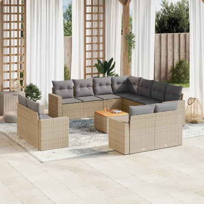 Set Divano da Giardino 12 pz con Cuscini Beige Misto Polyrattan - homemem39