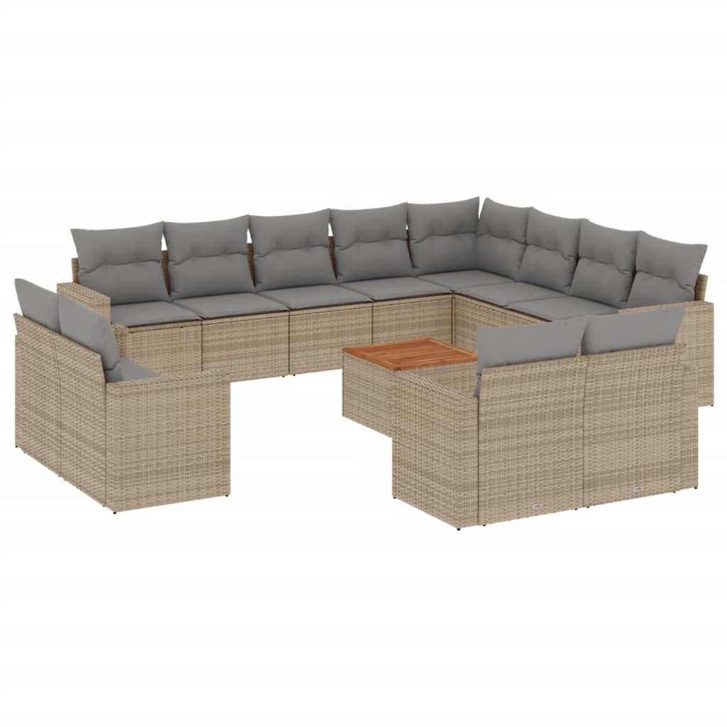 Set Divano da Giardino 13 pz con Cuscini Beige Misto Polyrattan - homemem39