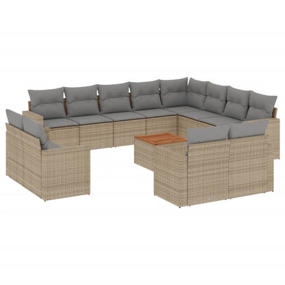 Set Divano da Giardino 13 pz con Cuscini Beige Misto Polyrattan - homemem39