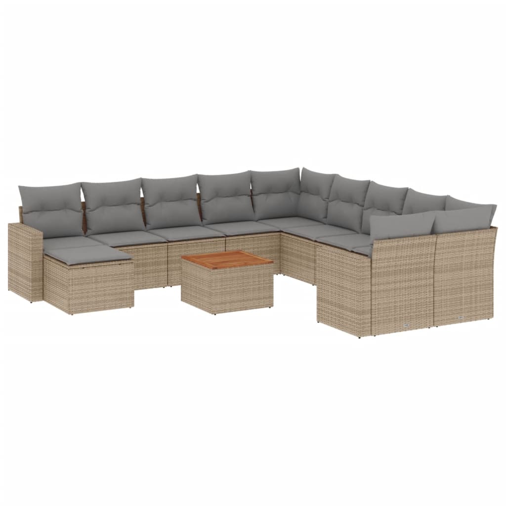 Set Divano da Giardino 12 pz con Cuscini Beige Misto Polyrattan - homemem39