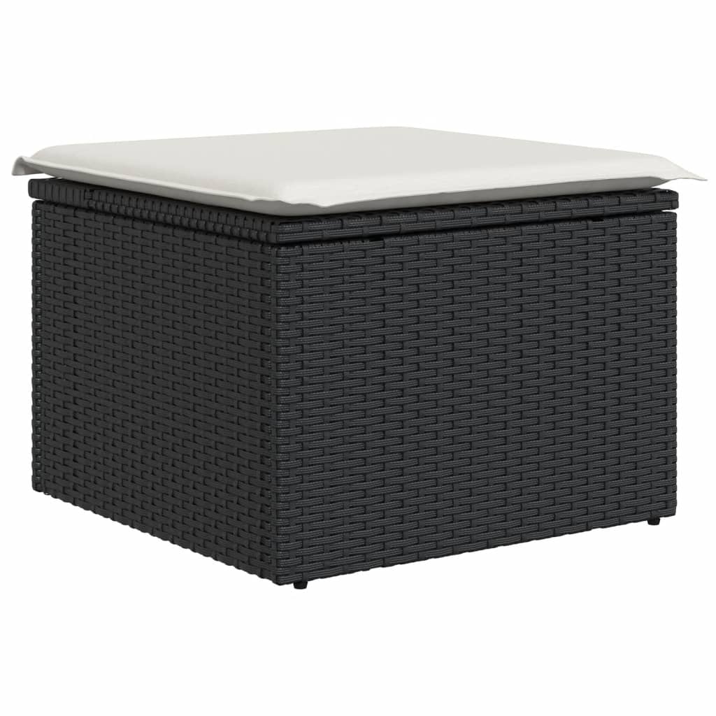 Set Divani da Giardino 13pz con Cuscini Nero in Polyrattan