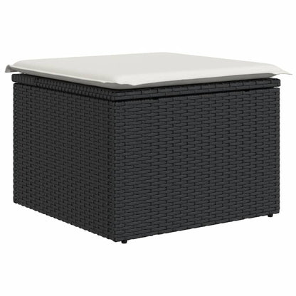 Set Divani da Giardino 13pz con Cuscini Nero in Polyrattan