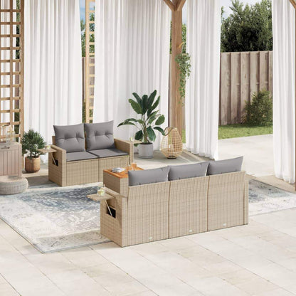 Set Divano da Giardino 6 pz con Cuscini Beige Misto Polyrattan - homemem39