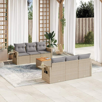 Set Divano da Giardino 7 pz con Cuscini Beige Misto Polyrattan - homemem39