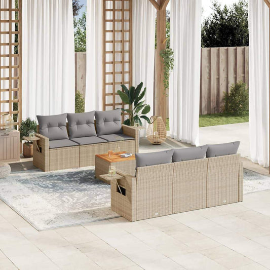Set Divano da Giardino 7 pz con Cuscini Beige Misto Polyrattan - homemem39