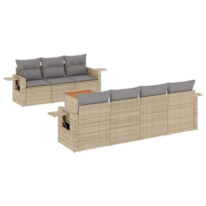Set Divano da Giardino 8 pz con Cuscini Beige Misto Polyrattan - homemem39