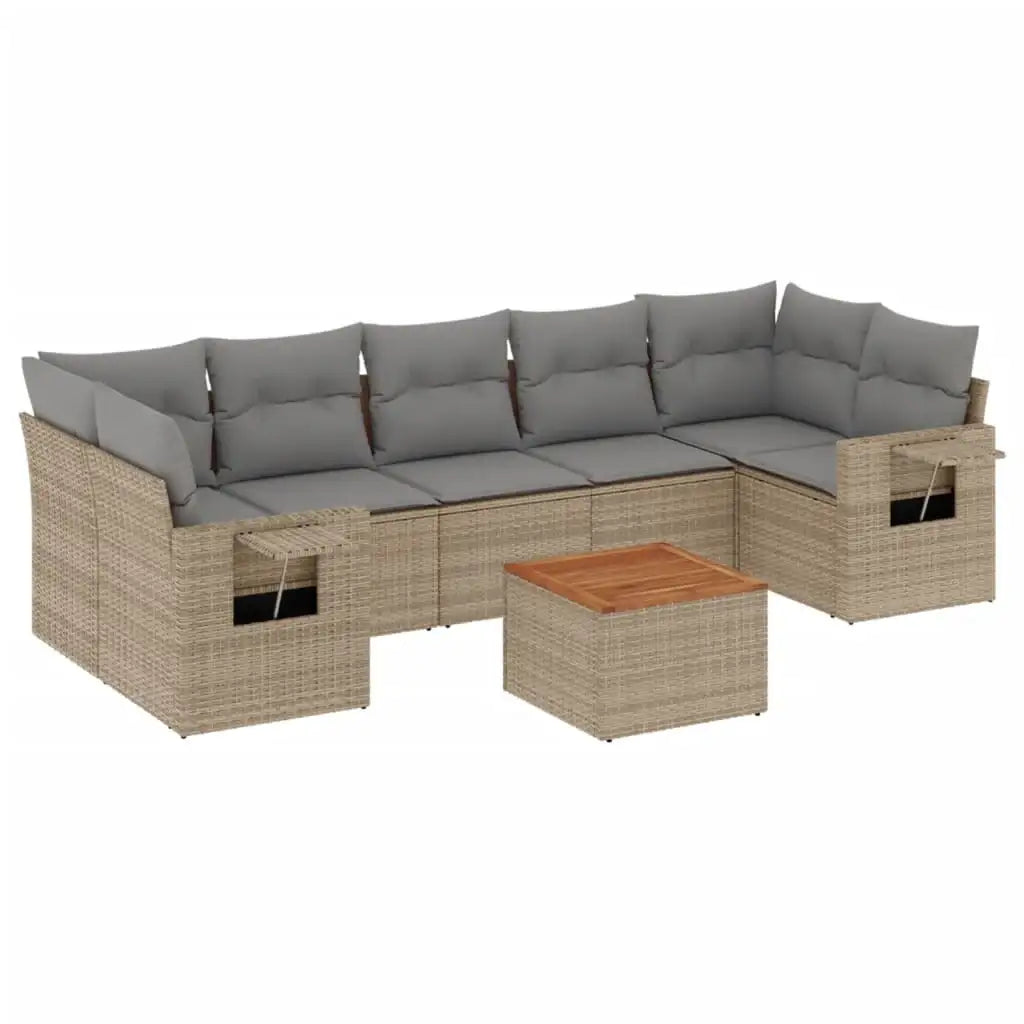 Set Divano da Giardino 8 pz con Cuscini Beige Misto Polyrattan - homemem39