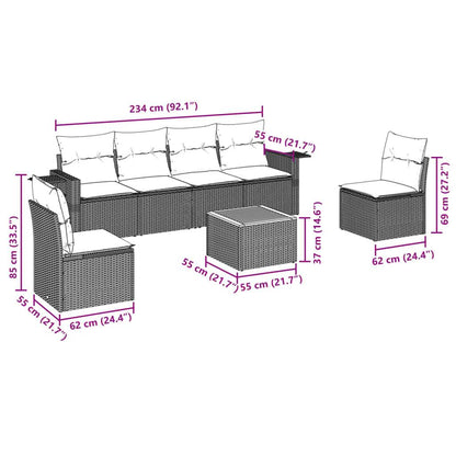 Set Divani da Giardino 7 pz con Cuscini Grigio in Polyrattan - homemem39