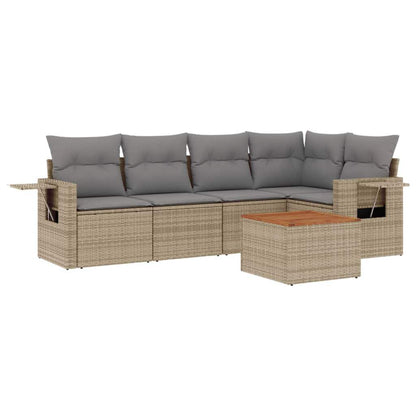 Set Divano da Giardino 6 pz con Cuscini Beige Misto Polyrattan - homemem39