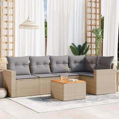 Set Divano da Giardino 6 pz con Cuscini Beige Misto Polyrattan - homemem39