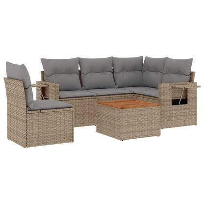 Set Divano da Giardino 6 pz con Cuscini Beige Misto Polyrattan - homemem39