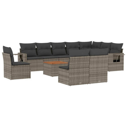 Set Divani da Giardino 11 pz con Cuscini in Polyrattan Grigio | homemem39