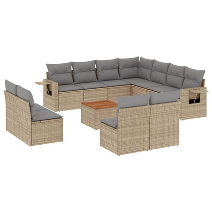 Set Divano da Giardino 12 pz con Cuscini Beige Misto Polyrattan - homemem39