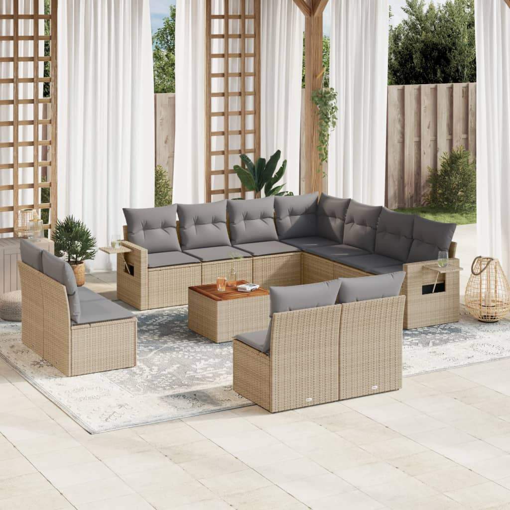 Set Divano da Giardino 12 pz con Cuscini Beige Misto Polyrattan - homemem39