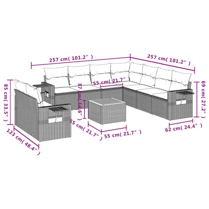 Set Divani da Giardino 10pz con Cuscini in Polyrattan Nero | homemem39