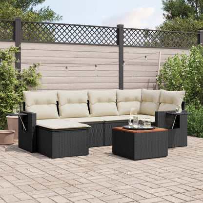 Garden Sofa Set with Cushions 7pcs Black Polyrattan