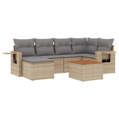Set Divano da Giardino 7 pz con Cuscini Beige Misto Polyrattan - homemem39