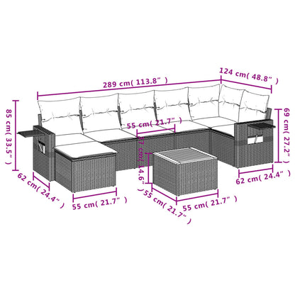Set Divani da Giardino con Cuscini 8 pz Nero in Polyrattan | homemem39