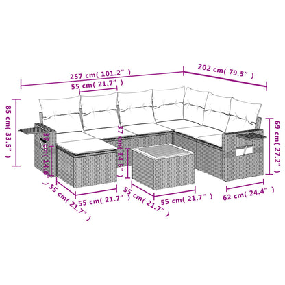 Set Divani da Giardino con Cuscini 8 pz Nero in Polyrattan | homemem39
