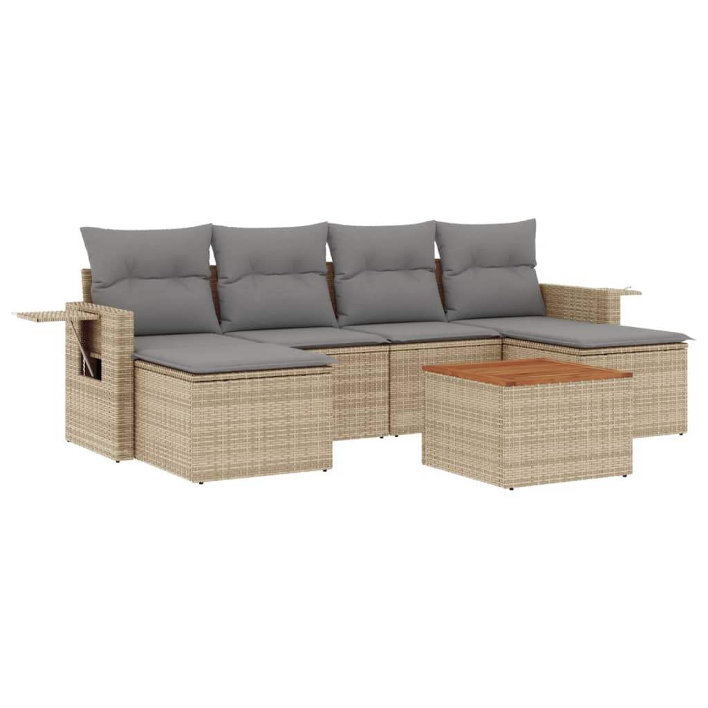 Set Divano da Giardino 7 pz con Cuscini Beige Misto Polyrattan - homemem39