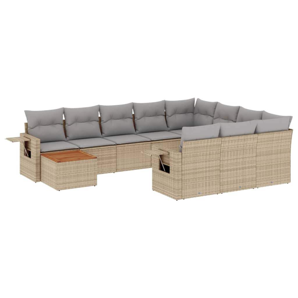 Set Divano da Giardino 11 pz con Cuscini Beige Misto Polyrattan - homemem39
