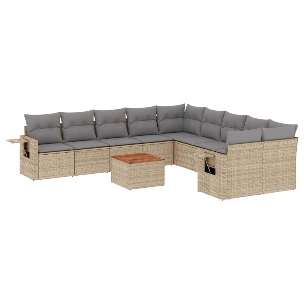 Set Divano da Giardino 11 pz con Cuscini Beige Misto Polyrattan - homemem39