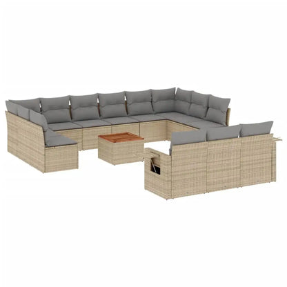 Set Divano da Giardino 14 pz con Cuscini Beige Misto Polyrattan - homemem39