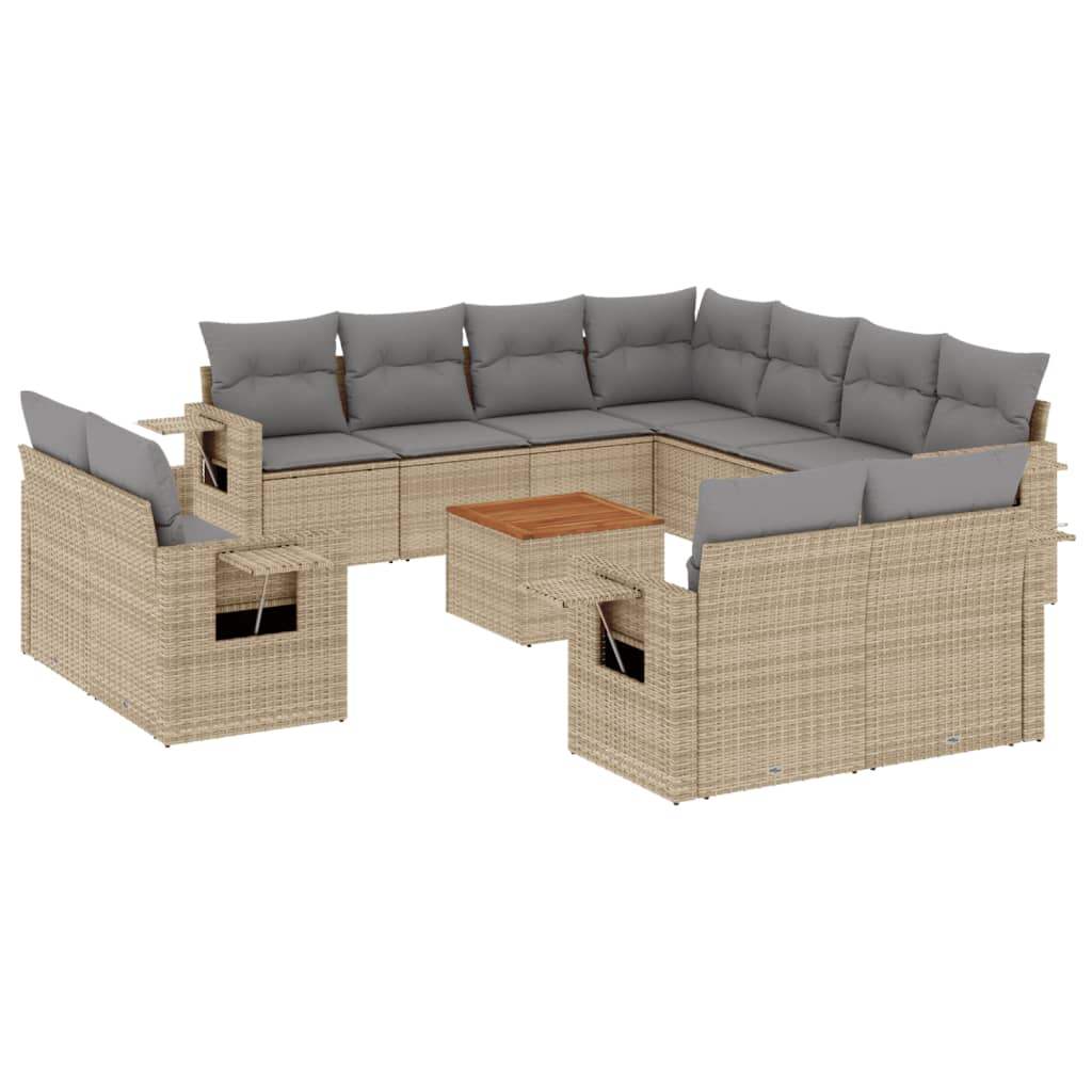Set Divano da Giardino 12 pz con Cuscini Beige Misto Polyrattan - homemem39
