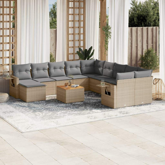 Set Divano da Giardino 12 pz con Cuscini Beige Misto Polyrattan - homemem39