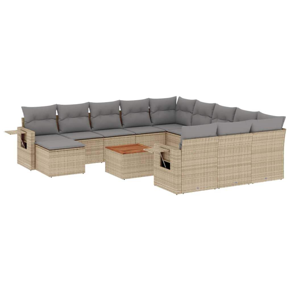 Set Divano da Giardino 13 pz con Cuscini Beige Misto Polyrattan - homemem39