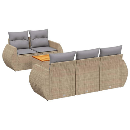 Set Divano da Giardino 6 pz con Cuscini Beige in Polyrattan - homemem39