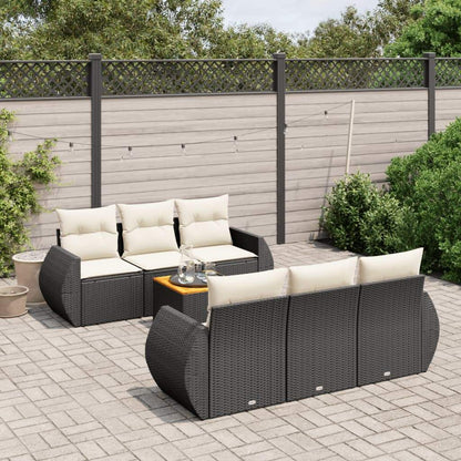 Set Divani da Giardino con Cuscini 7pz Nero Polyrattan - homemem39