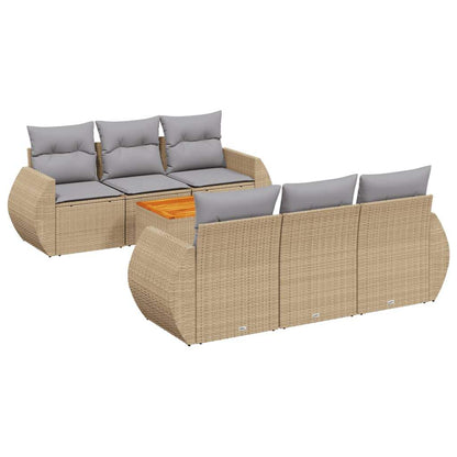 Set Divani da Giardino 7 pz con Cuscini Beige in Polyrattan - homemem39