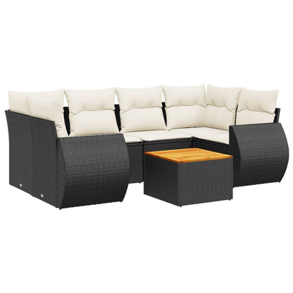 Set Divani da Giardino con Cuscini 7pz Nero Polyrattan - homemem39