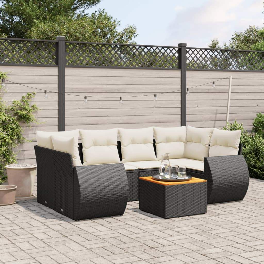 Set Divani da Giardino con Cuscini 7pz Nero Polyrattan - homemem39