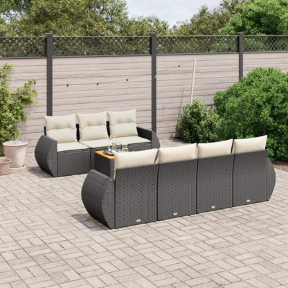 Set Divani da Giardino con Cuscini 8 pz Nero in Polyrattan - homemem39