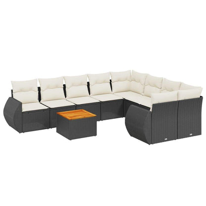 Set Divani da Giardino 9 pz con Cuscini Nero in Polyrattan - homemem39