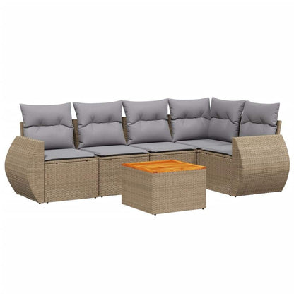 Set Divano da Giardino 6 pz con Cuscini Beige in Polyrattan - homemem39