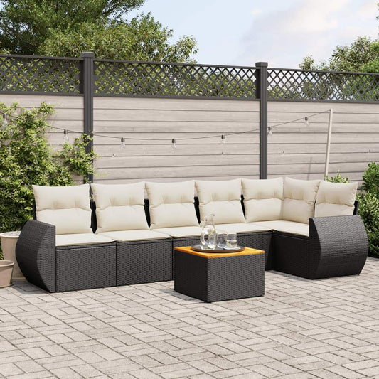 Set Divani da Giardino con Cuscini 7pz Nero Polyrattan - homemem39