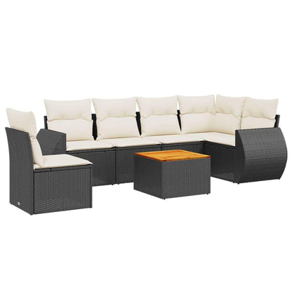 Set Divani da Giardino con Cuscini 7pz Nero Polyrattan - homemem39