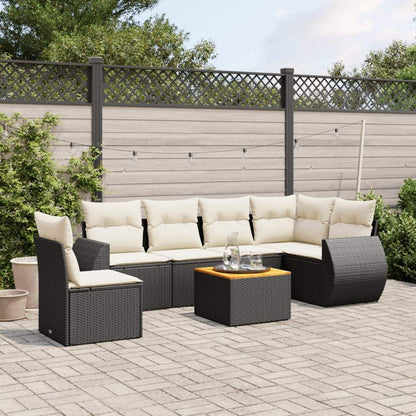 Set Divani da Giardino con Cuscini 7pz Nero Polyrattan - homemem39