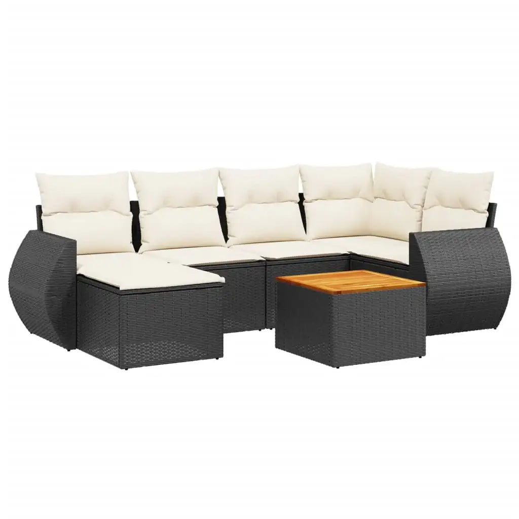 Set Divani da Giardino con Cuscini 7pz Nero Polyrattan - homemem39