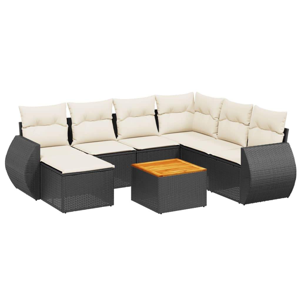 Set Divani da Giardino con Cuscini 8 pz Nero in Polyrattan - homemem39