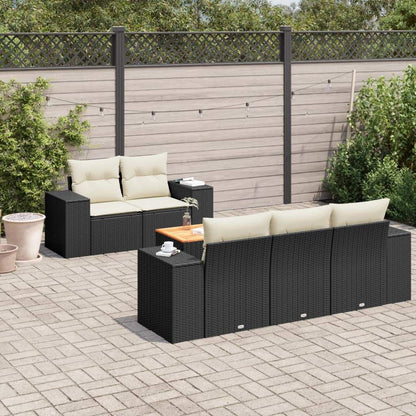 Set Divano da Giardino 6 pz con Cuscini Nero in Polyrattan - homemem39