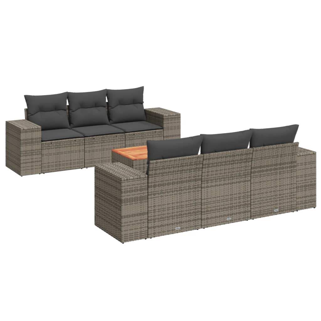 Set Divani da Giardino 7 pz con Cuscini Grigio in Polyrattan - homemem39