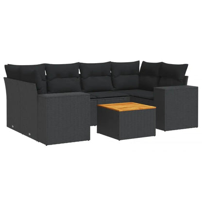 Set Divani da Giardino con Cuscini 7pz Nero Polyrattan - homemem39